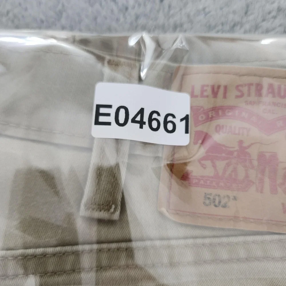 Levis 502 Jeans Mens 38x30 Beige Khaki All Seasons Tech Stretch Tapered Denim